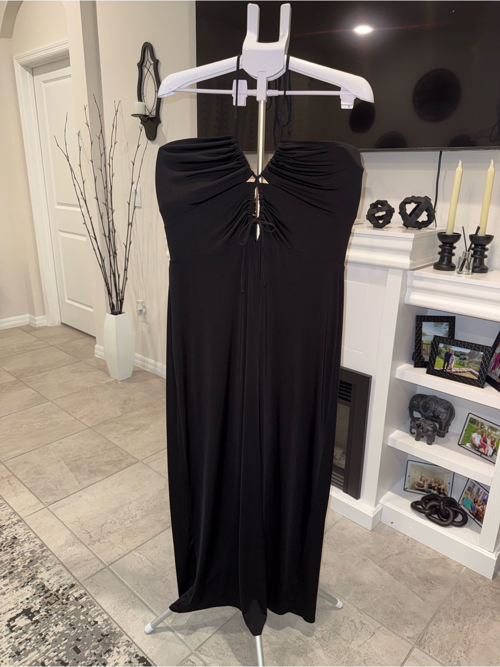 Express Black Strapless Ruched Maxi Dress Size XL